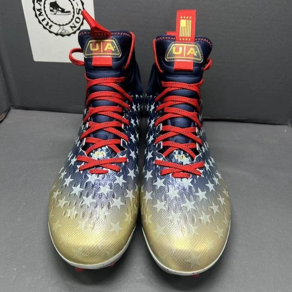 Under Armour Spotlight Lux MC LE USA Football Cleats 3025366-100 Men Athletic Shoes